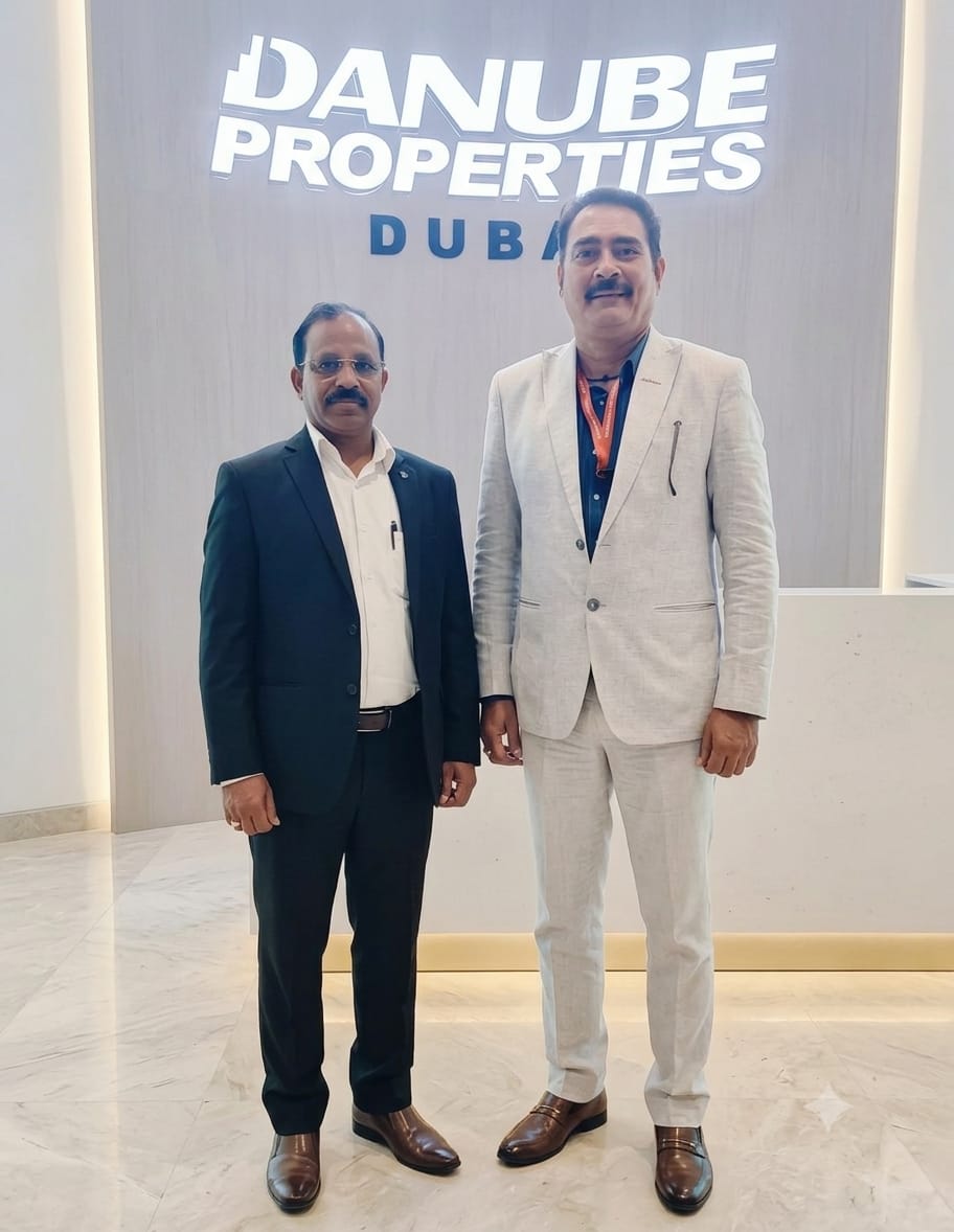 Rakesh Gupta with Danube Properties sales leadership at Dubai office